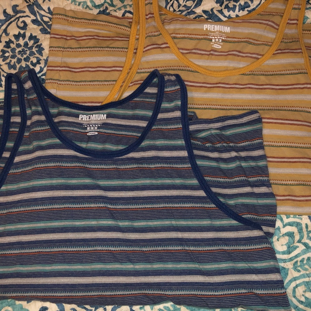 Two 4 ONE Old Navy Premium Striped Tank Top (M)
